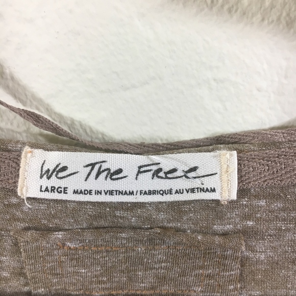 FREE PEOPLE Brown Tee Top Size L - Picture 4 of 6